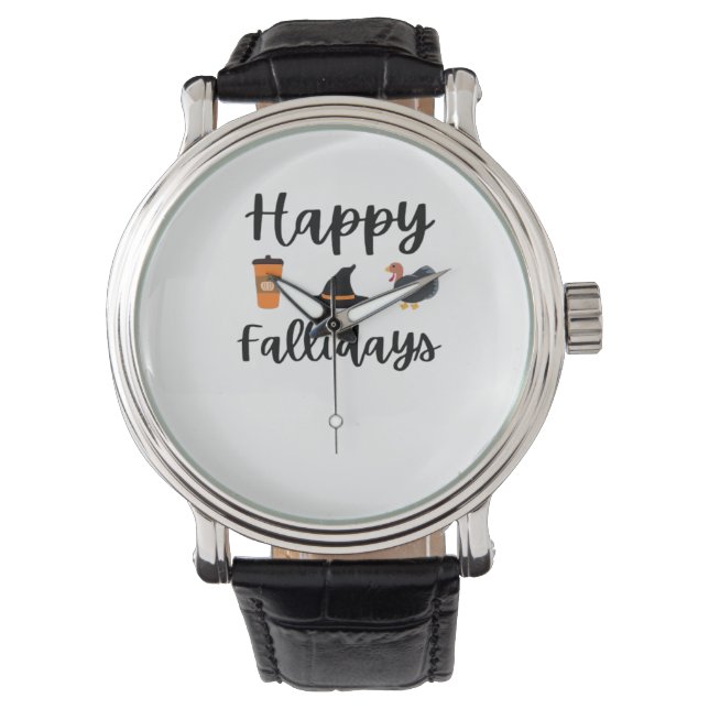 Schattigee Herfst seizoen Happy Falholidays Thanks Horloge (Voorkant)