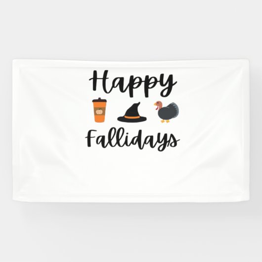 Schattigee Herfst seizoen Happy Falholidays Thanks Spandoek (Horizontaal)