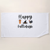 Schattigee Herfst seizoen Happy Falholidays Thanks Strandlaken (Voorkant)