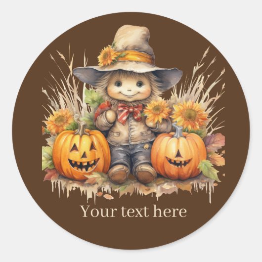 Schattigee Herfst Seizoensgebonden vogelverschrikk Ronde Sticker (Voorkant)