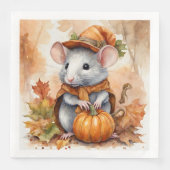 Schattigee Herfst Seizoensrat met Pet en jas 2 Servet (Voorkant)