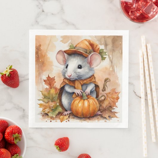 Schattigee Herfst Seizoensrat met Pet en jas 2 Servet (Insitu)