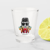 Schattigee Herfst Spider met Dewdrop Pet Shot Glas (Voorkant)