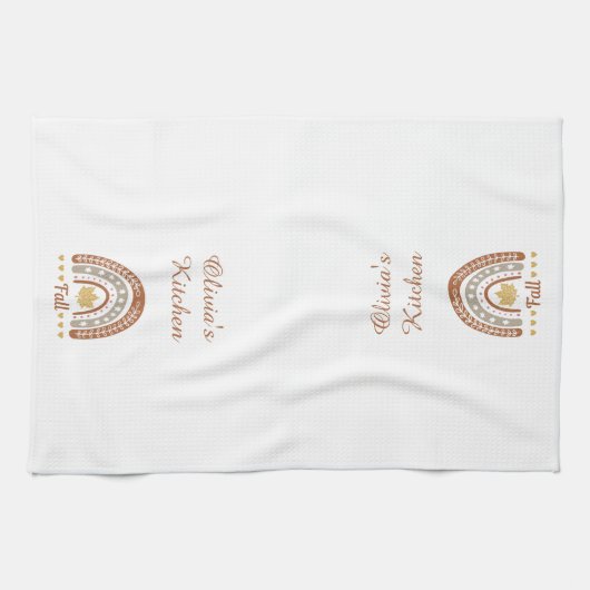 Schattigee Herfst Thema Custom Wit Gepersonaliseer Theedoek (Horizontaal)