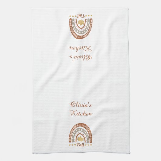 Schattigee Herfst Thema Custom Wit Gepersonaliseer Theedoek (Verticaal)