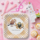 Schattigee Herfst Uil & Eekhoorn Boy Verjaardag Papieren Bordje (Feest)