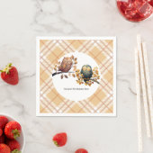 Schattigee Herfst Uil & Eekhoorn Boy Verjaardag Servet (Insitu)