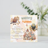 Schattigee Herfst Uil/Eekhoorn Jongen Verjaardag U Kaart (Staand voorkant)