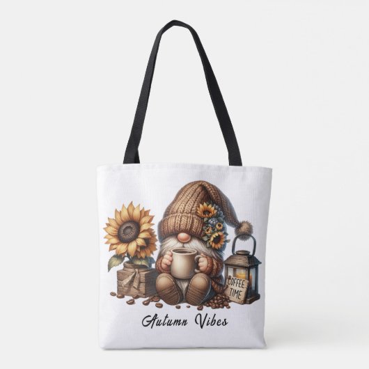 Schattigee Herfst Vibes Waterverf Gnome Tas (Achterkant)
