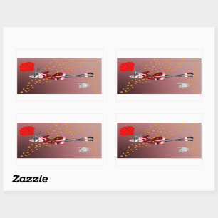 Schattigee Herfst Winter Scene Hond & Dame Rechthoekige Sticker