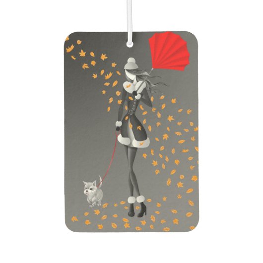 Schattigee herfstbladeren Dog Walker Luchtverfrisser (Voorkant)