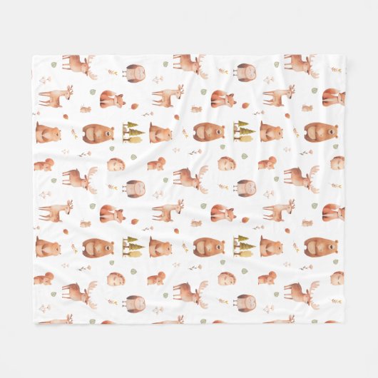 Schattigee herfstbosdierenkwekerij fleece deken (Voorkant (Horizontaal))