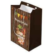 Schattigee herfstcupcake en Bunting Herfst Verjaar Medium Cadeauzakje (Voorkant Gekanteld)