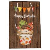 Schattigee herfstcupcake en Bunting Herfst Verjaar Medium Cadeauzakje (Voorkant)