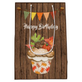 Schattigee herfstcupcake en Bunting Herfst Verjaar Medium Cadeauzakje (Achterkant)