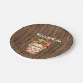 Schattigee herfstcupcake op houten Herfst Happy Bi Papieren Bordje (Gekanteld)