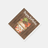 Schattigee herfstcupcake op houten Herfst Happy Bi Servet (Hoek)