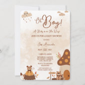 Schattigee herfstdieren Forest Oh Boy Baby shower Kaart (Voorkant)