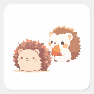 Schattigee herfstegels - Kawaii Herfst Forest Anim Vierkante Sticker