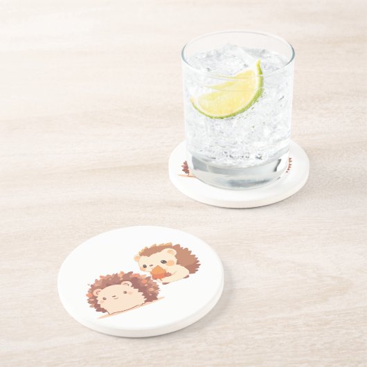 Schattigee herfstegels - Kawaii Herfst Forest Anim Zandsteen Onderzetter (Zijkant)