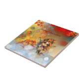 Schattigee herfstfee met gevallen bladeren tegeltje (Zijkant)