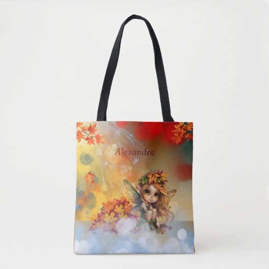 Schattigee herfstfee met gevallen bladeren tote bag (Voorkant)