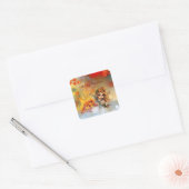 Schattigee herfstfee met gevallen bladeren vierkante sticker (Envelop)