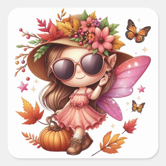 Schattigee herfstfee Stickers (Voorkant)