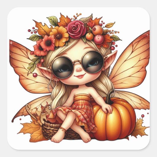 Schattigee herfstfee Stickers (Voorkant)