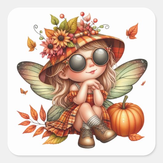 Schattigee herfstfee Stickers (Voorkant)