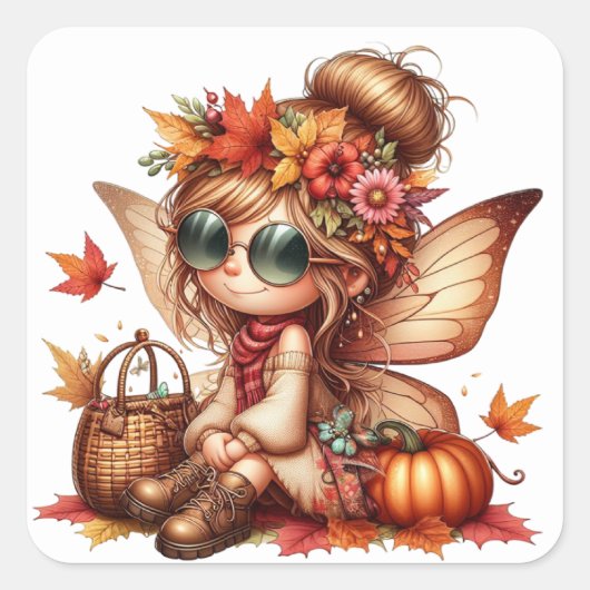 Schattigee herfstfee Stickers (Voorkant)