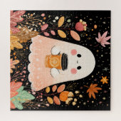 Schattigee herfstgeest met pompoenkoffie - Gezelli Legpuzzel (Horizontaal)