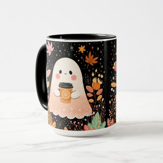 Schattigee herfstgeest met pompoenkoffie - Gezelli Mok (Voorkant links)