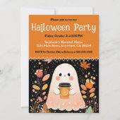 Schattigee herfstgeest met pompoenkoffie Halloween Kaart (Voorkant)