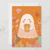 Schattigee herfstgeest met pompoenkoffie Halloween Kaart (Achterkant)