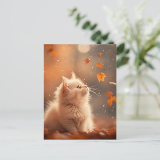Schattigee herfstkitten briefkaart (Staand voorkant)