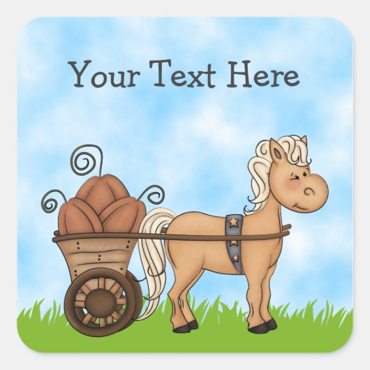 Schattigee herfstpaard gepersonaliseerde Sticker (Voorkant)