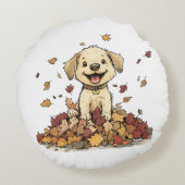 Schattigee herfstpuppy rond kussen (Achterkant)