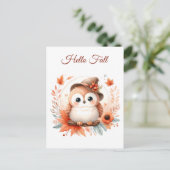 Schattigee herfstuil op een tak briefkaart (Staand voorkant)