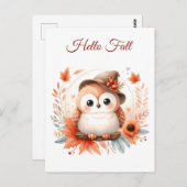 Schattigee herfstuil op een tak briefkaart (Voorkant / Achterkant)