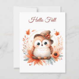 Schattigee herfstuil op een tak briefkaart