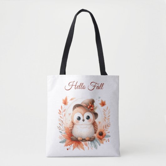 Schattigee herfstuil op een tak tote bag (Voorkant)