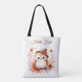 Schattigee herfstuil op een tak tote bag (Achterkant)