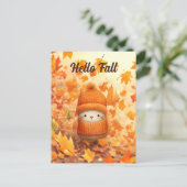 Schattigee herfstvogel gekleed voor Herfst Briefkaart (Staand voorkant)