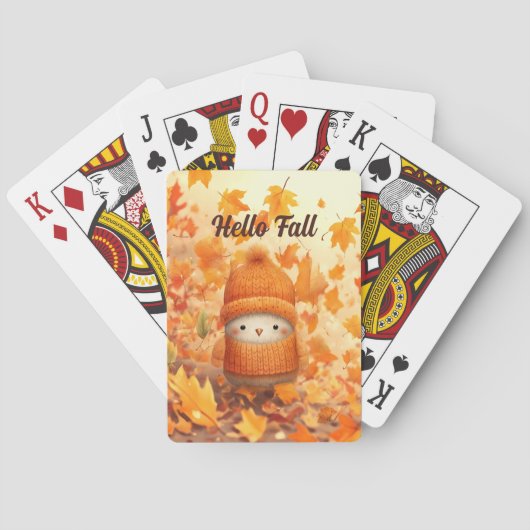 Schattigee herfstvogel gekleed voor Herfst Pokerkaarten (Achterkant)