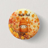 Schattigee herfstvogel gekleed voor Herfst Ronde Button 3,2 Cm (Voorkant)