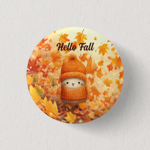 Schattigee herfstvogel gekleed voor Herfst Ronde Button 3,2 Cm