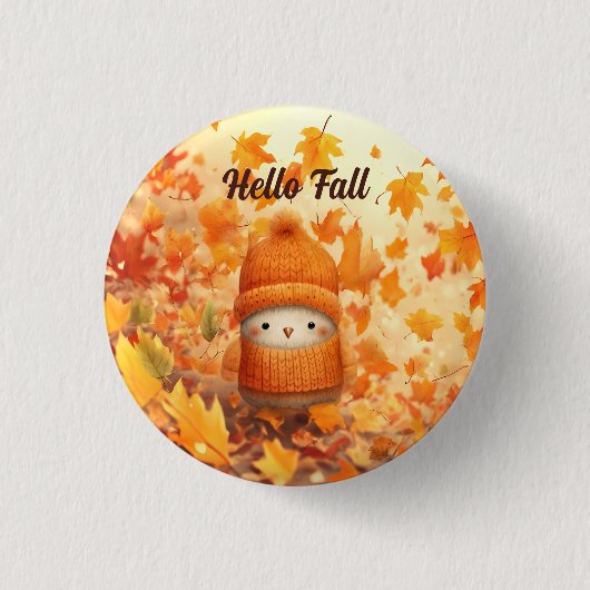 Schattigee herfstvogel gekleed voor Herfst Ronde Button 3,2 Cm (Voorkant)