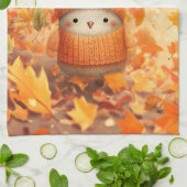 Schattigee herfstvogel gekleed voor Herfst Theedoek (Gevouwen)