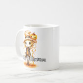 Schattigee herfstvogelverschrikker | Happy Hallowe Koffiemok (Voorkant links)